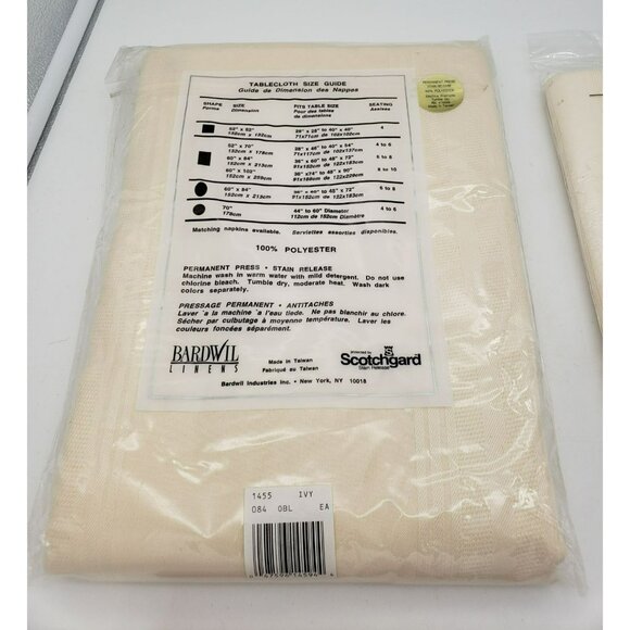 Bardwill Linens Illusions Ivory Tablecloth 8 Napkins 60" x 84" Oblong Scotchgard - Picture 4 of 6